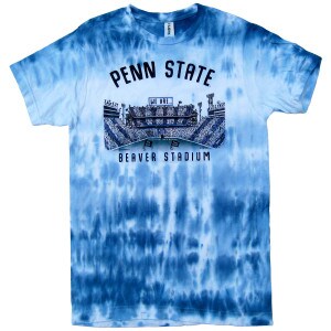 blue tie dye short sleeve t-shirt with Penn State Beaver Stadium art